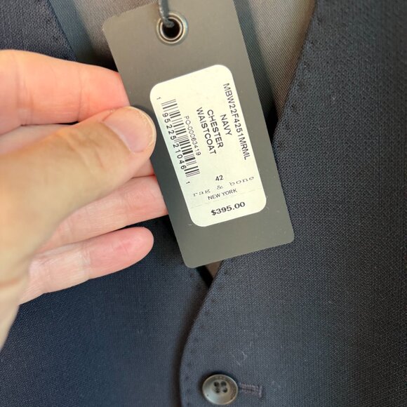 NWT Rag & Bone Size 42 Navy Chester Waistcoat Fabric Made in Italy - Picture 3 of 8